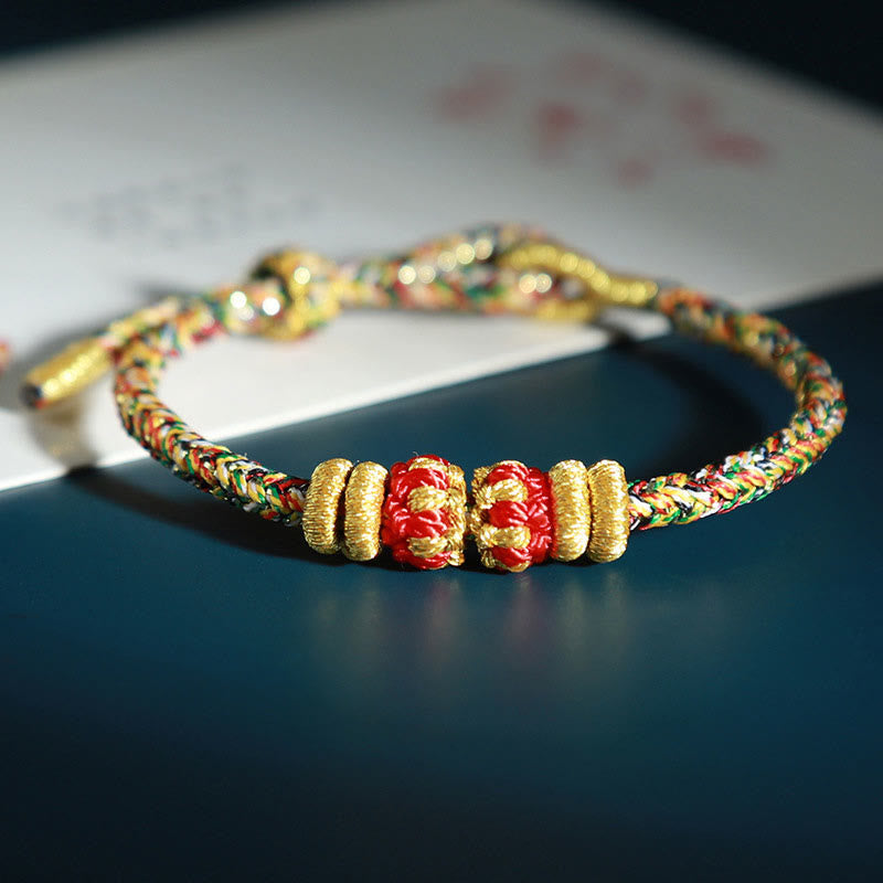 Pulsera de la suerte con piedras de Buda, Buda natal del zodiaco chino, cuerdas coloridas