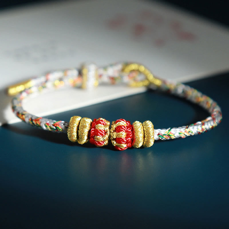 Pulsera de la suerte con piedras de Buda, Buda natal del zodiaco chino, cuerdas coloridas
