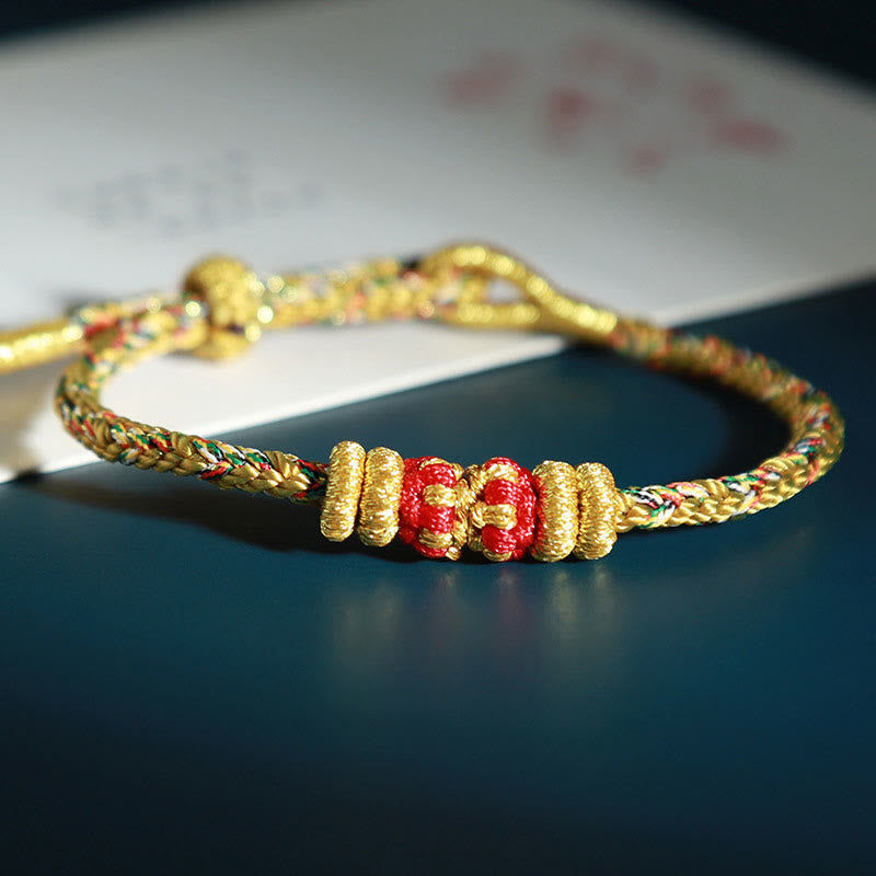 Pulsera de la suerte con piedras de Buda, Buda natal del zodiaco chino, cuerdas coloridas