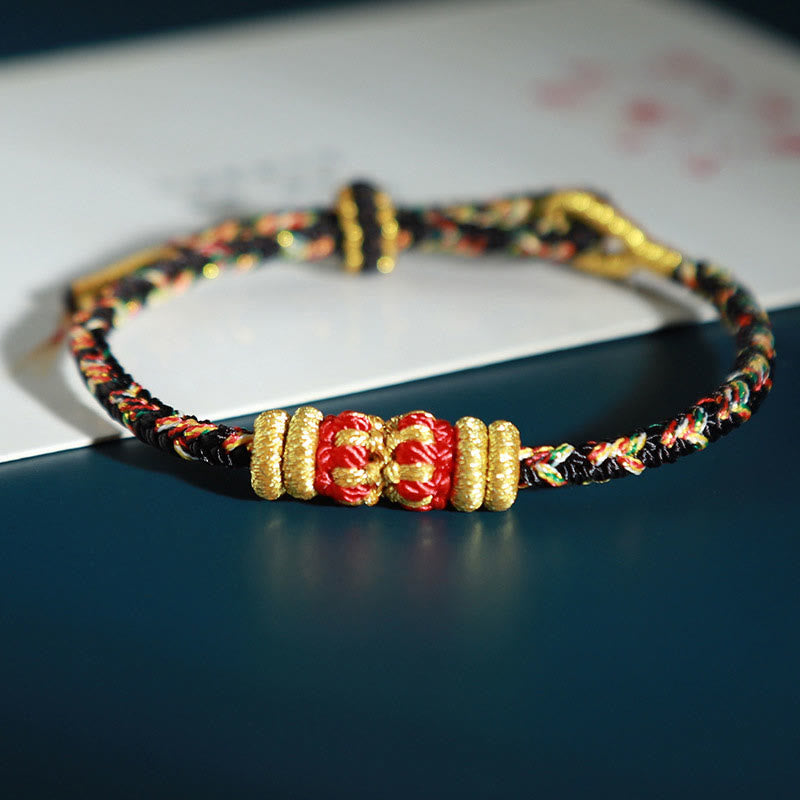 Pulsera de la suerte con piedras de Buda, Buda natal del zodiaco chino, cuerdas coloridas