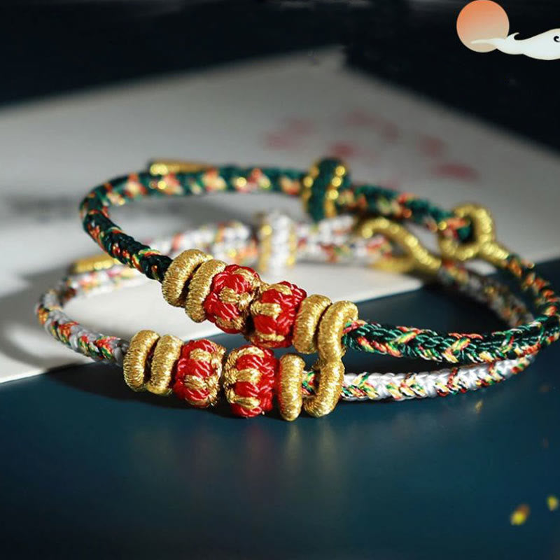 Pulsera de la suerte con piedras de Buda, Buda natal del zodiaco chino, cuerdas coloridas