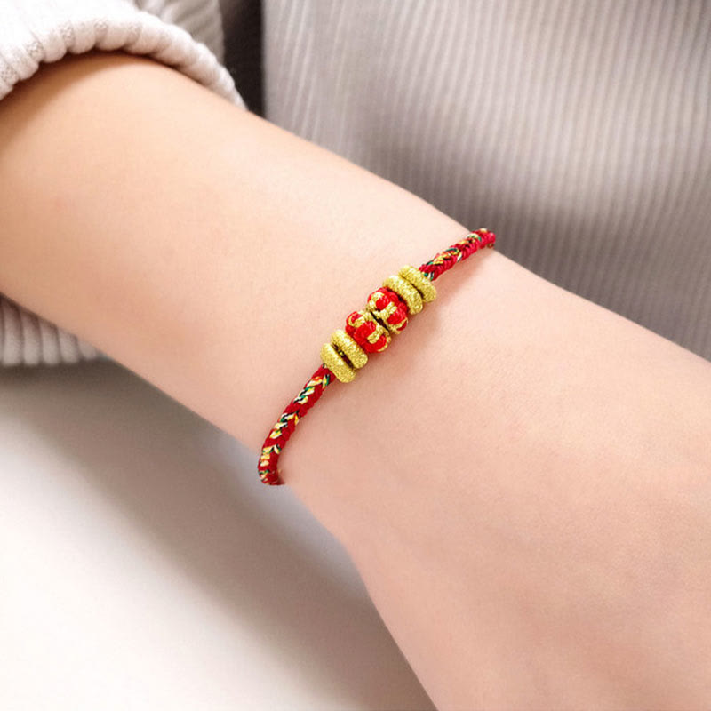 Pulsera de la suerte con piedras de Buda, Buda natal del zodiaco chino, cuerdas coloridas