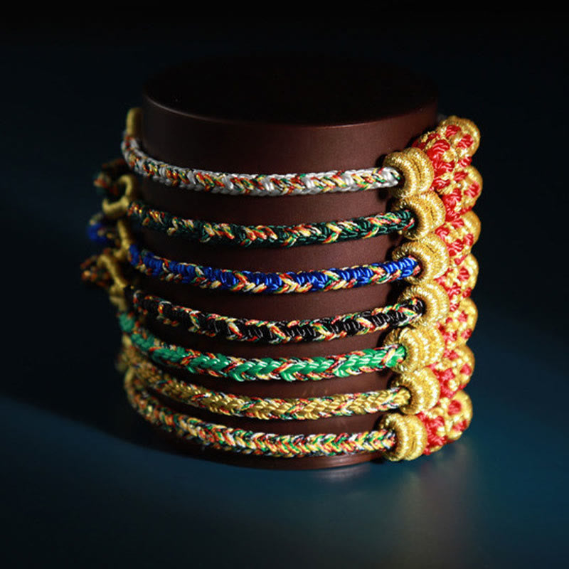 Pulsera de la suerte con piedras de Buda, Buda natal del zodiaco chino, cuerdas coloridas