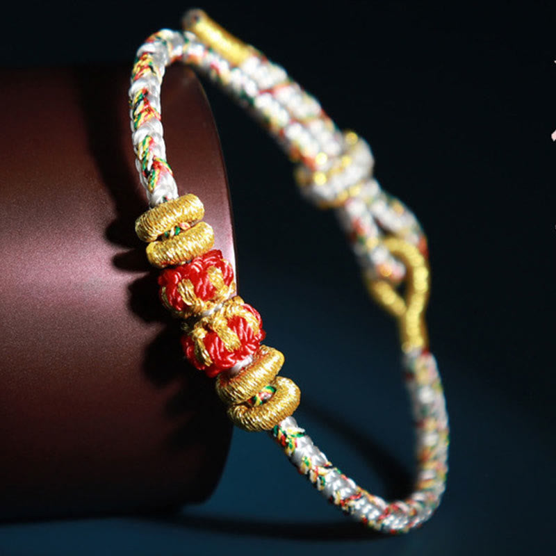 Pulsera de la suerte con piedras de Buda, Buda natal del zodiaco chino, cuerdas coloridas