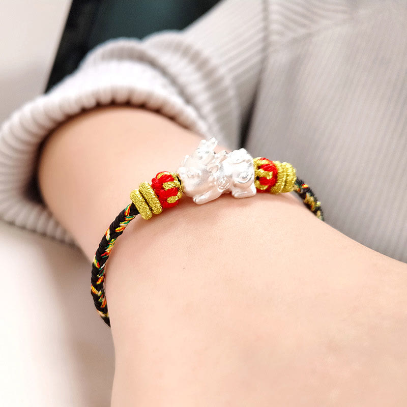 Pulsera de la suerte con piedras de Buda, Buda natal del zodiaco chino, cuerdas coloridas