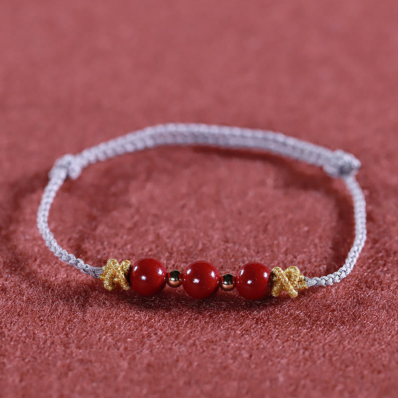 Pulsera de cinabrio con piedras de Buda y cordón colorido para la calma