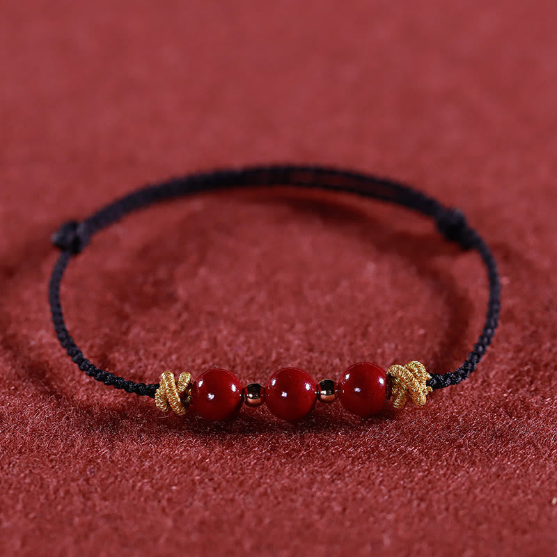 Pulsera de cinabrio con piedras de Buda y cordón colorido para la calma
