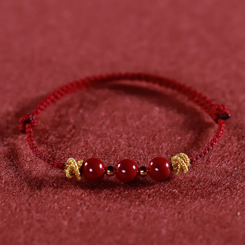 Pulsera de cinabrio con piedras de Buda y cordón colorido para la calma