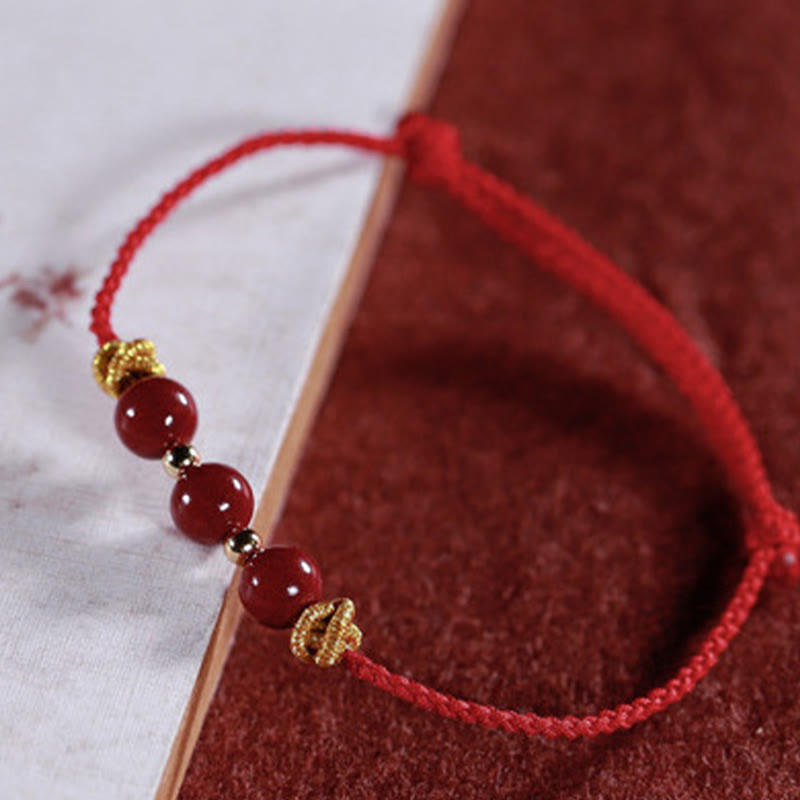 Pulsera de cinabrio con piedras de Buda y cordón colorido para la calma