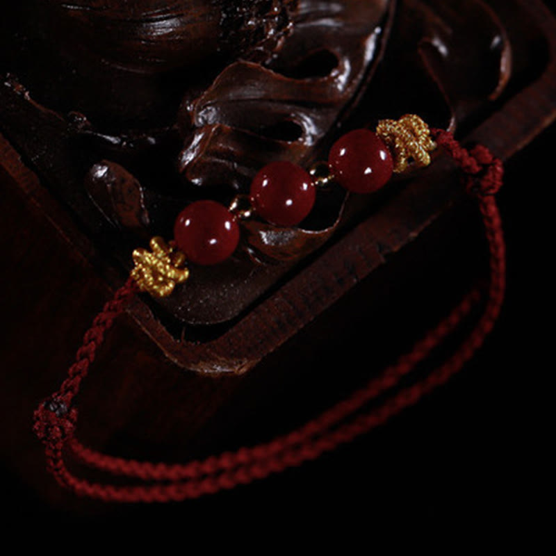 Pulsera de cinabrio con piedras de Buda y cordón colorido para la calma