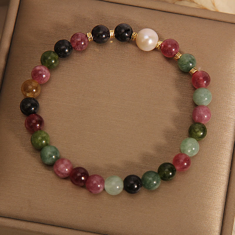 Pulsera de la sabiduría con turmalina y perlas de Buda