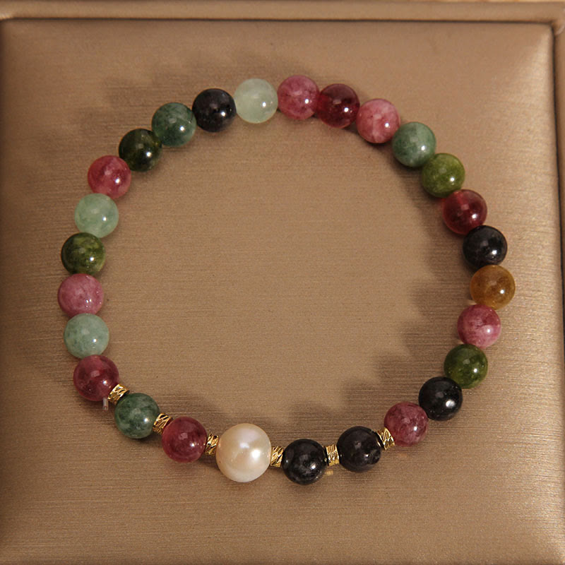 Pulsera de la sabiduría con turmalina y perlas de Buda