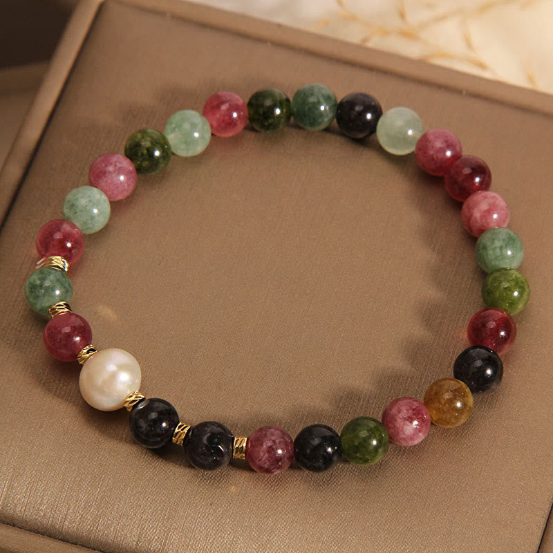 Pulsera de la sabiduría con turmalina y perlas de Buda