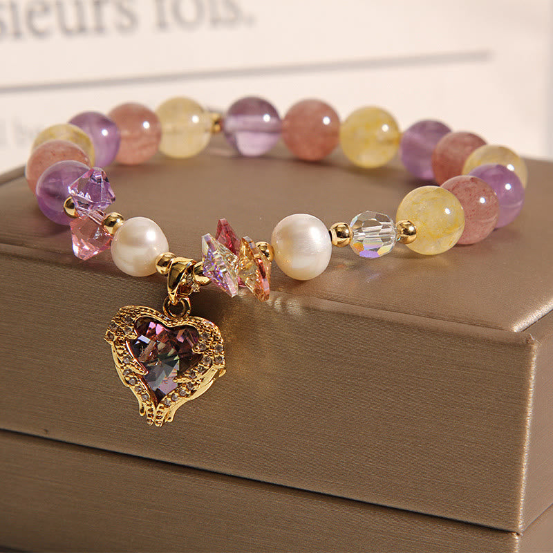 Pulsera de piedra de Buda con ojo de tigre rojo, citrino y amatista para calmar el corazón