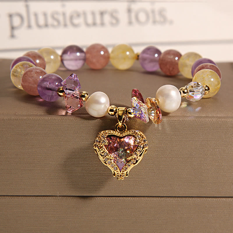Pulsera de piedra de Buda con ojo de tigre rojo, citrino y amatista para calmar el corazón