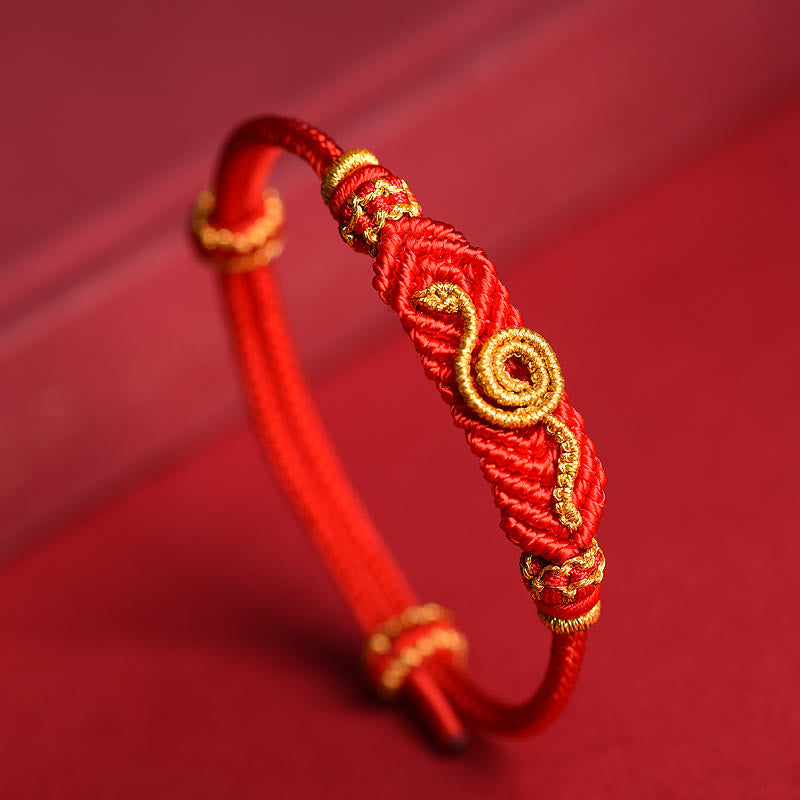 Pulsera trenzada de ocho hilos con nudo de la paz, hecha a mano con piedras de Buda, hilo rojo, protección y suerte del Año de la Serpiente