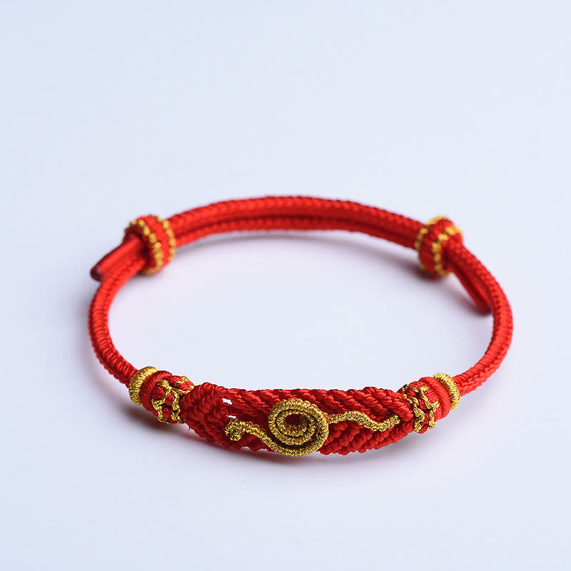 Pulsera trenzada de ocho hilos con nudo de la paz, hecha a mano con piedras de Buda, hilo rojo, protección y suerte del Año de la Serpiente