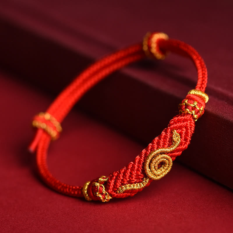 Pulsera trenzada de ocho hilos con nudo de la paz, hecha a mano con piedras de Buda, hilo rojo, protección y suerte del Año de la Serpiente