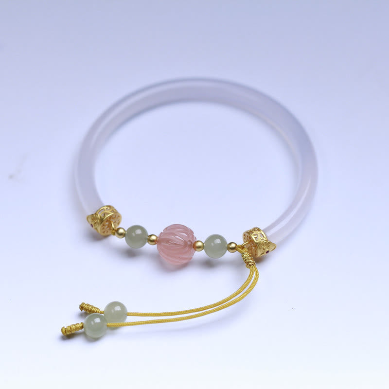 Pulsera con cuentas de jade hetian, ágata blanca natural y piedras de Buda