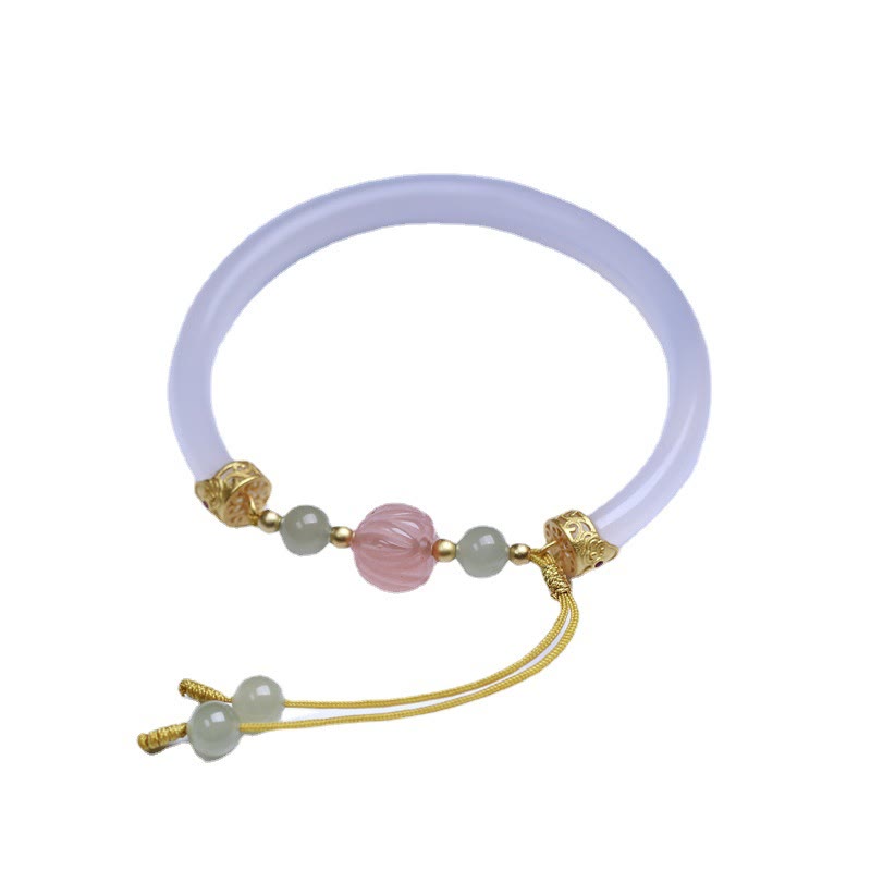 Pulsera con cuentas de jade hetian, ágata blanca natural y piedras de Buda