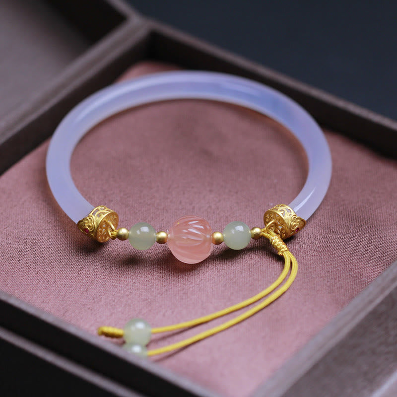 Pulsera con cuentas de jade hetian, ágata blanca natural y piedras de Buda