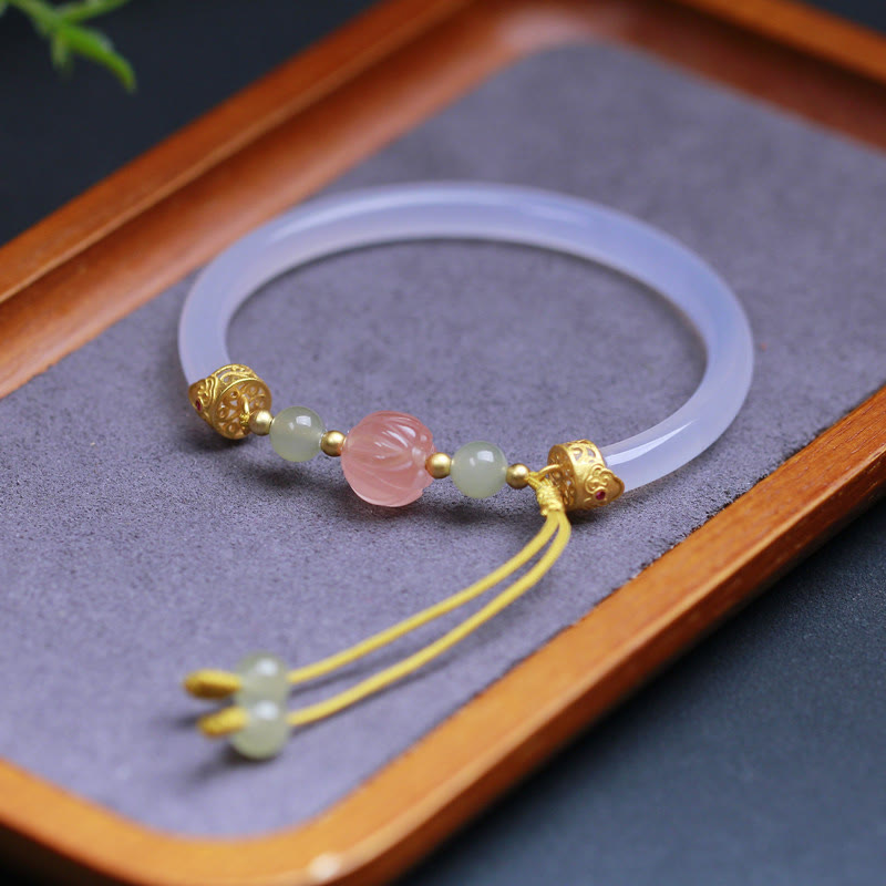 Pulsera con cuentas de jade hetian, ágata blanca natural y piedras de Buda
