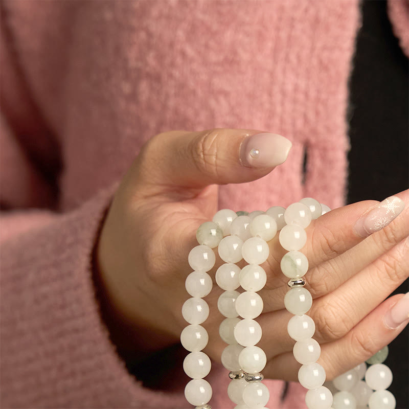 Pulsera de la suerte de loto con 108 cuentas de mala de jade Tianshan natural de Buda