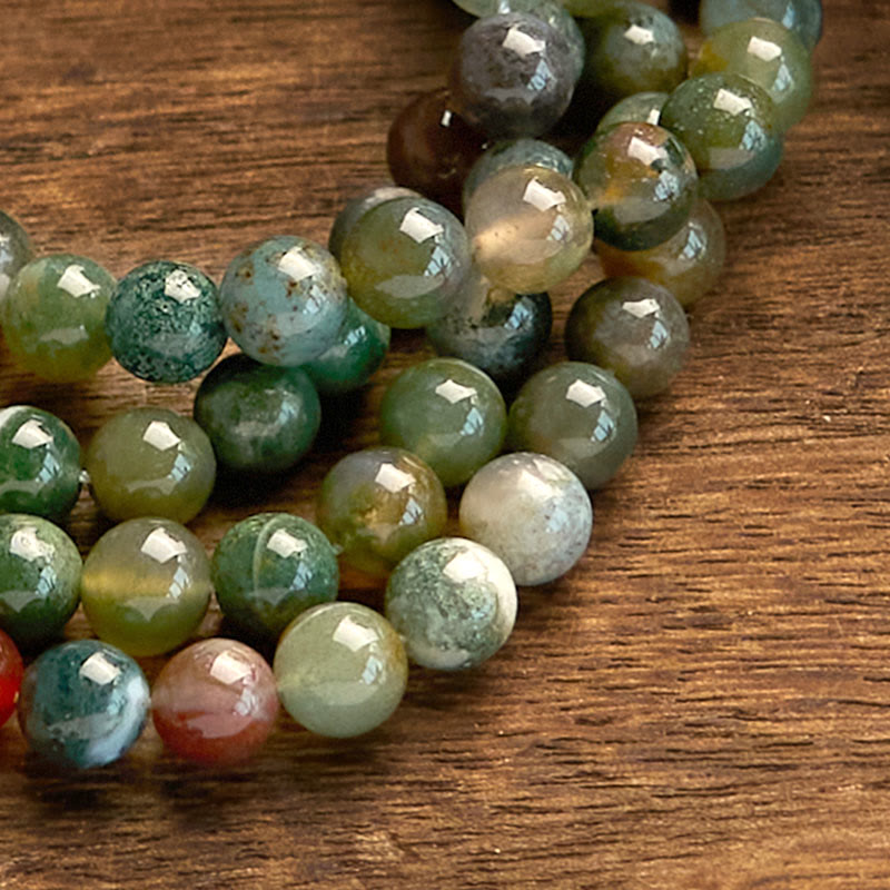 Pulsera de piedra natural con 108 cuentas de mala de Buda, ágata india y loto calmante
