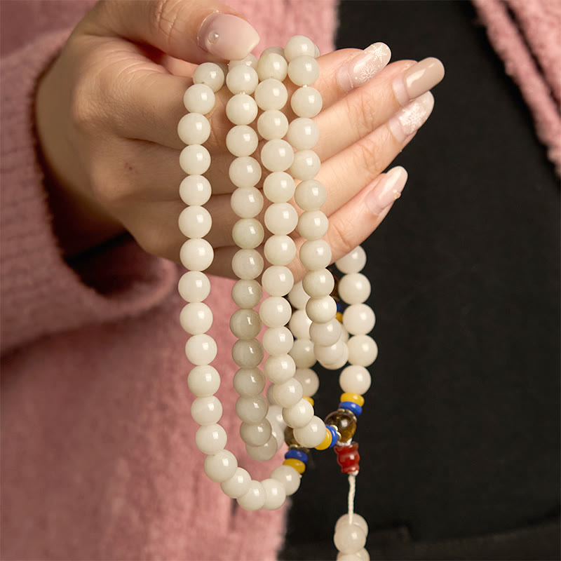 Pulsera de jade de seda dorada natural con 108 cuentas de mala de Buda para la riqueza y la suerte