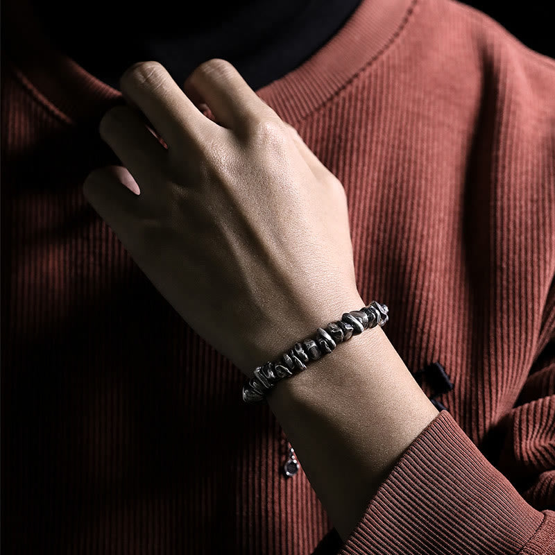 Pulsera de protección con piedras de Buda en plata de ley 999 con forma de cambio pequeño