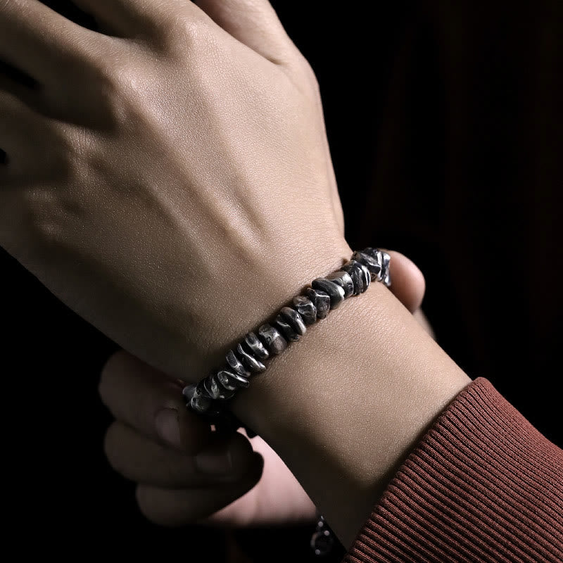 Pulsera de protección con piedras de Buda en plata de ley 999 con forma de cambio pequeño