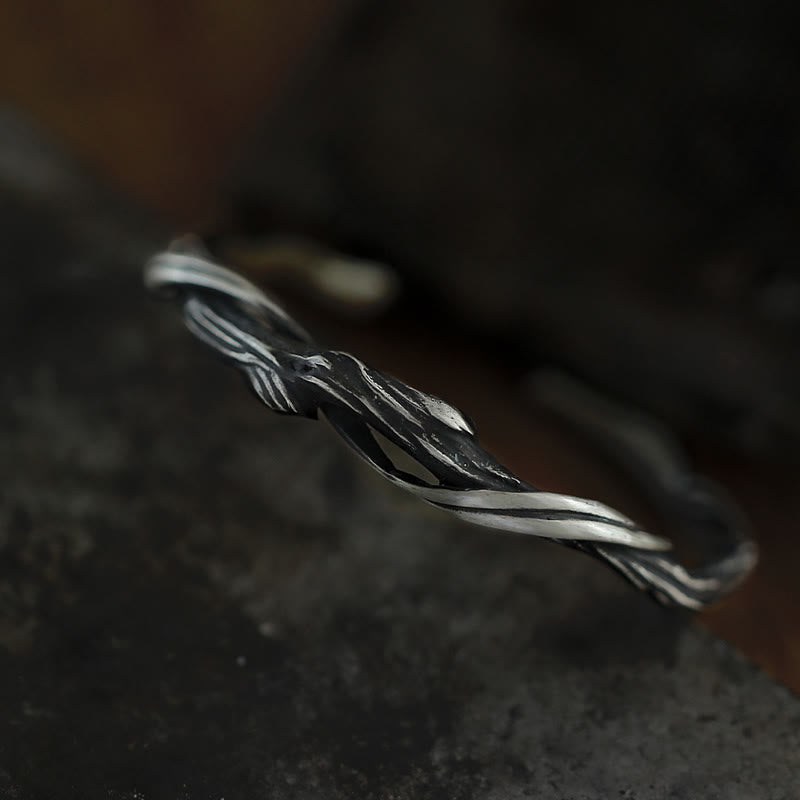 Brazalete de madera flotante con piedras de Buda en plata de ley 999