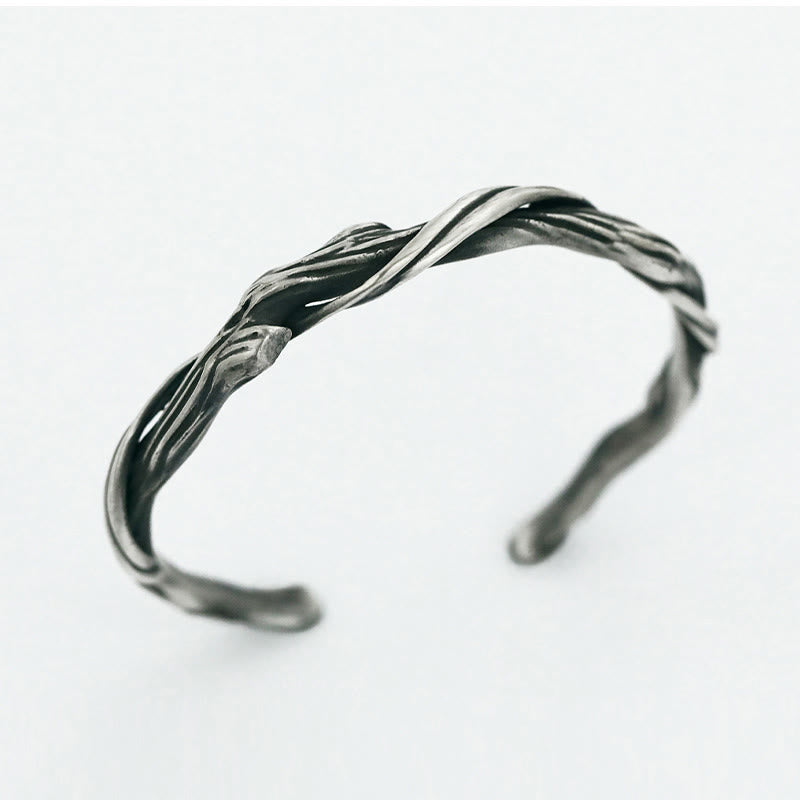 Brazalete de madera flotante con piedras de Buda en plata de ley 999