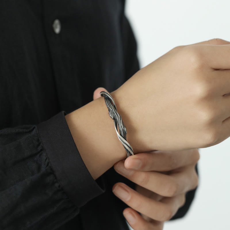 Brazalete de madera flotante con piedras de Buda en plata de ley 999