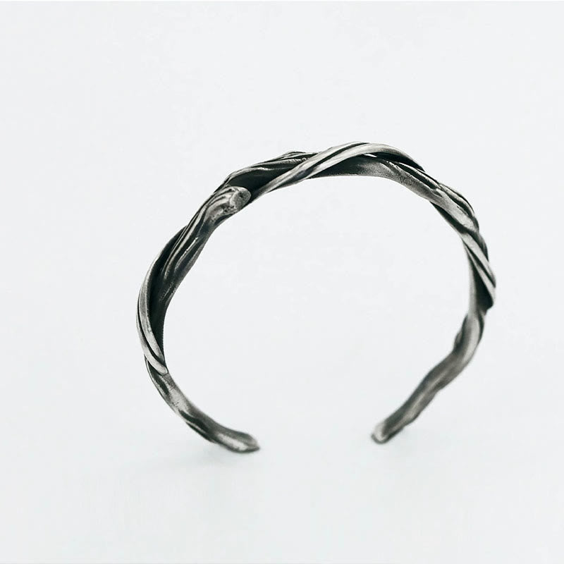 Brazalete de madera flotante con piedras de Buda en plata de ley 999