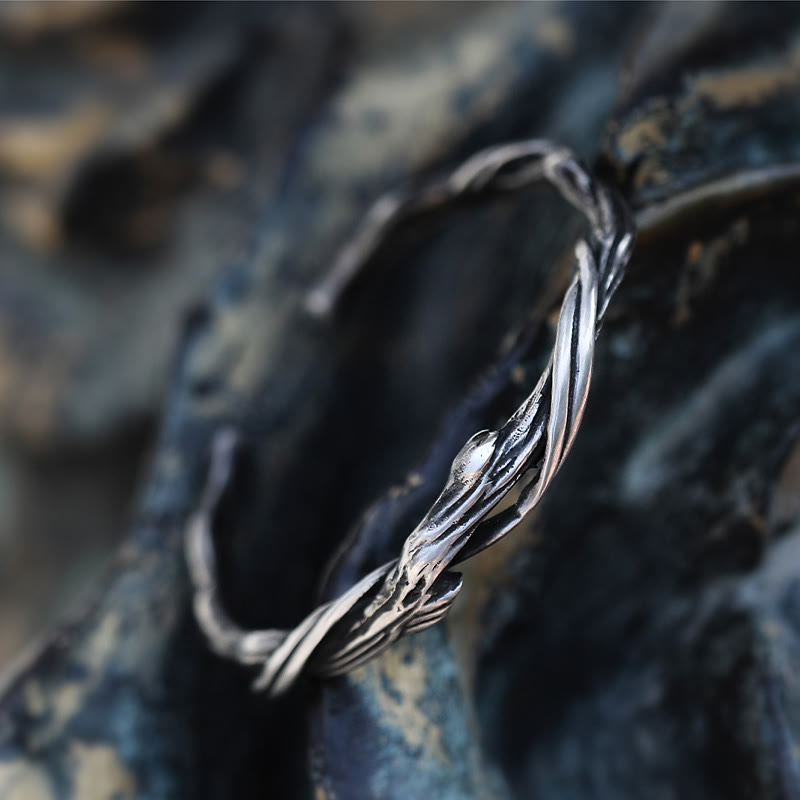 Brazalete de madera flotante con piedras de Buda en plata de ley 999