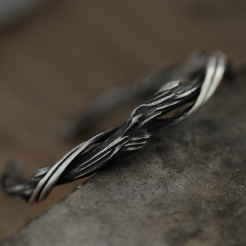 Brazalete de madera flotante con piedras de Buda en plata de ley 999