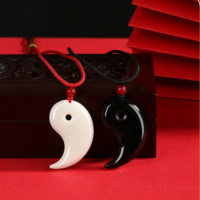 Piedras de Buda Yin Yang Tai Chi Diagrama Hetian Jade Suerte Collar Colgante