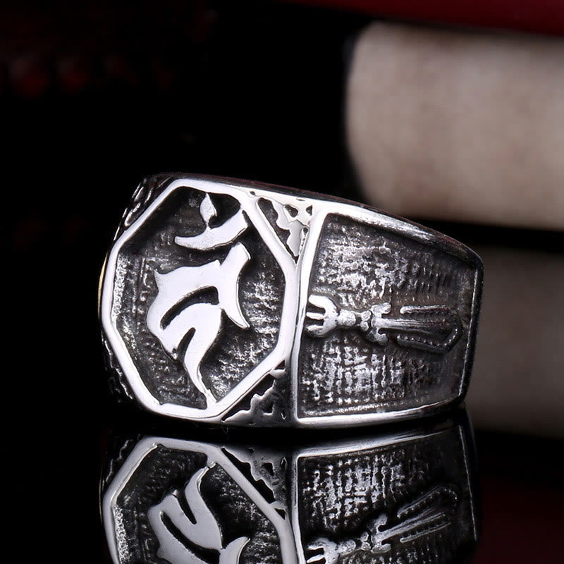 Buddha Steine Tibetischen Titan Stahl Gruß Hand Schwert Zeichen Sanskrit Balance Ring
