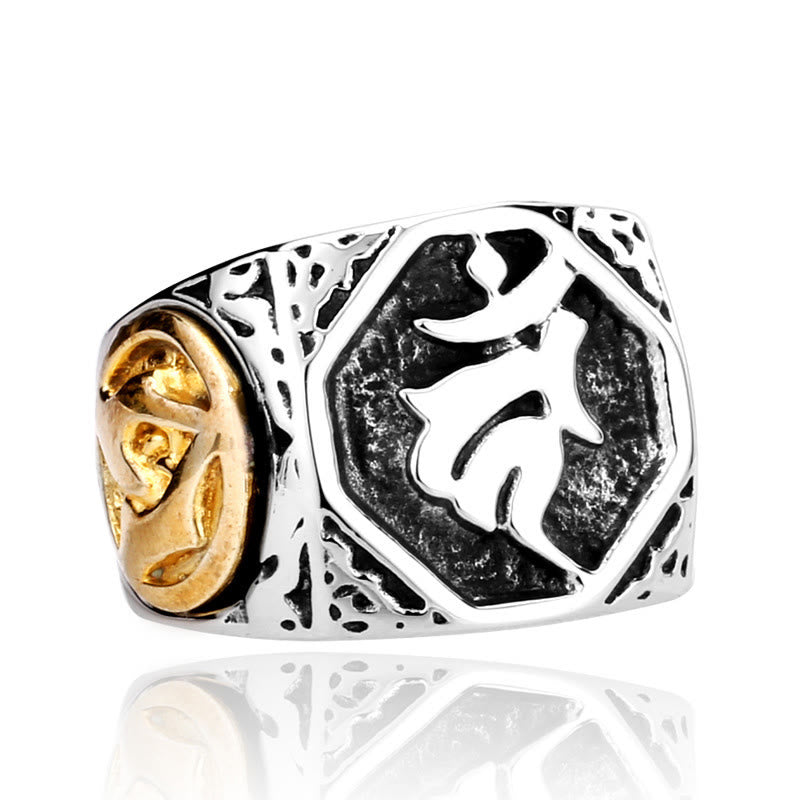 Buddha Steine Tibetischen Titan Stahl Gruß Hand Schwert Zeichen Sanskrit Balance Ring