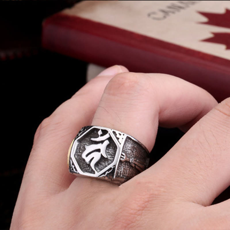 Buddha Steine Tibetischen Titan Stahl Gruß Hand Schwert Zeichen Sanskrit Balance Ring