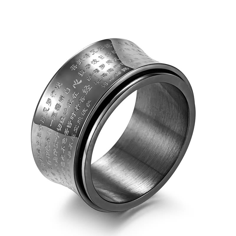 Buddha-Steine, tibetische Miniatur-Schriften, Herz-Sutra, Titanstahl, Spinner-Balance-Ring