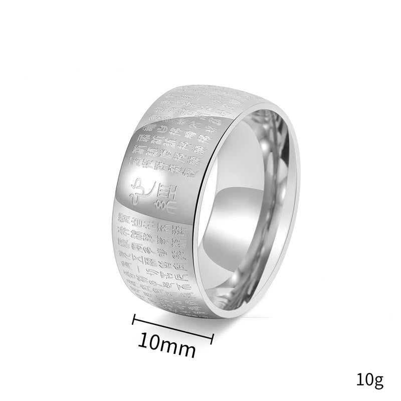 Buddha Stones Tibetisches Siegel Herz Sutra Titan Stahl Balance Ring