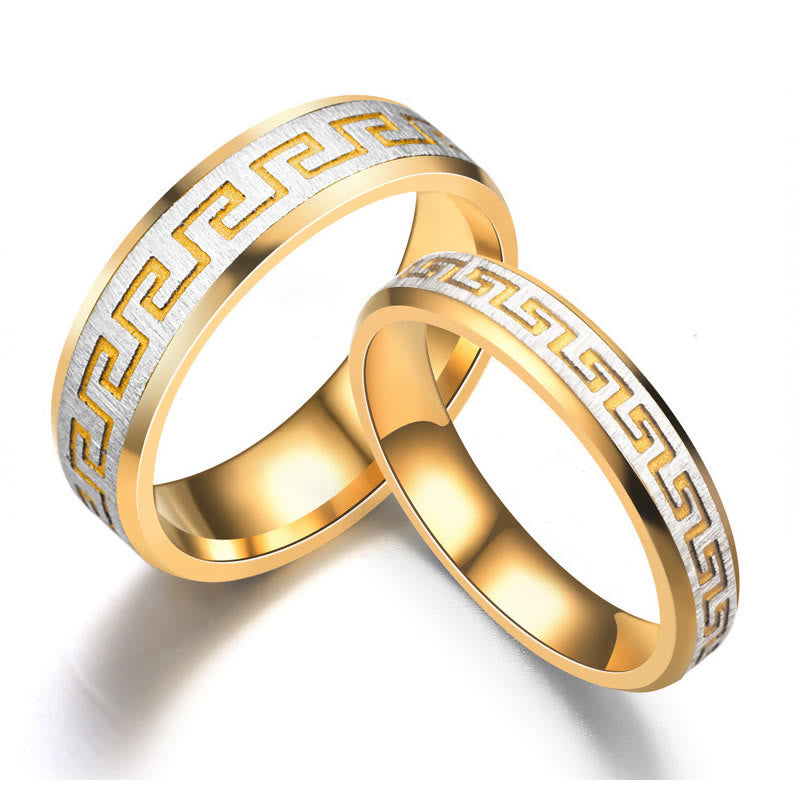 Buddha Stones Tibetisches Großes Mauermuster Titanstahl Balance Ring
