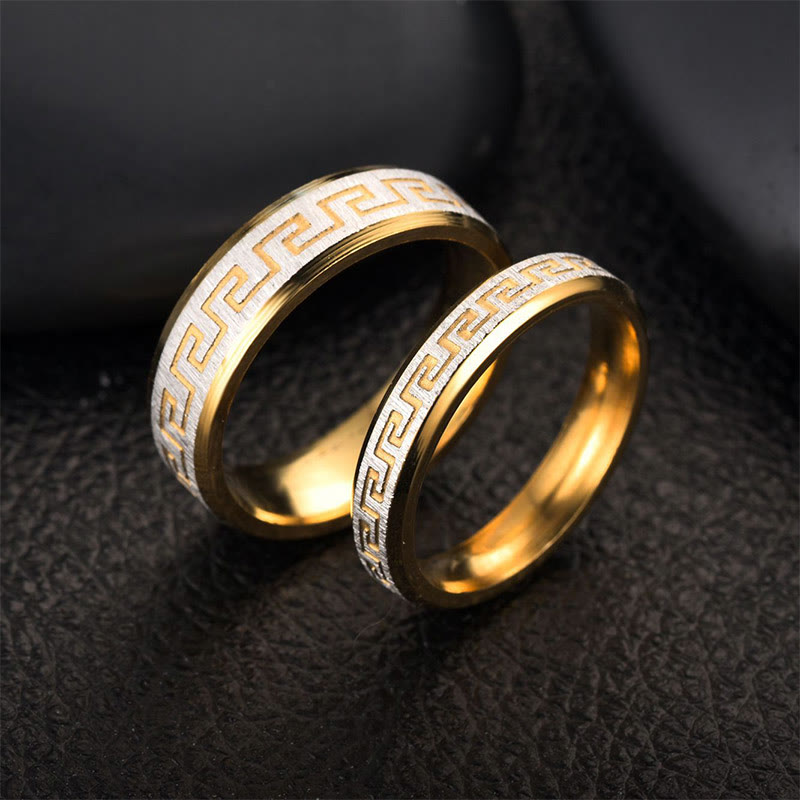 Buddha Stones Tibetisches Großes Mauermuster Titanstahl Balance Ring