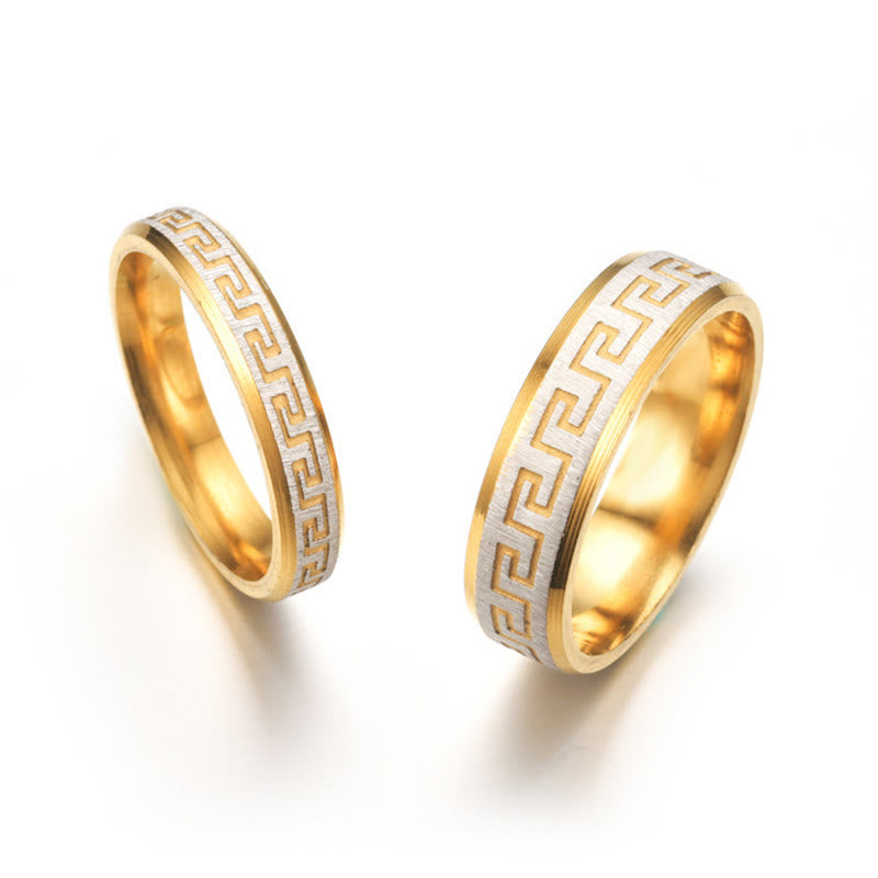 Buddha Stones Tibetisches Großes Mauermuster Titanstahl Balance Ring