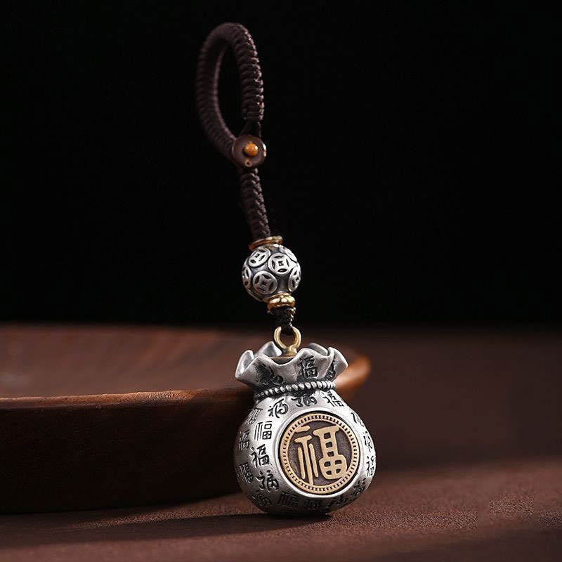 Bolsa de dinero con el personaje Fu de Buddha Stones para ganar dinero todos los días. Llavero de la fortuna.