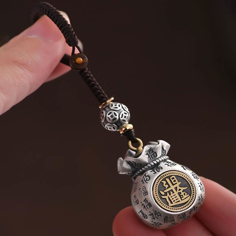 Bolsa de dinero con el personaje Fu de Buddha Stones para ganar dinero todos los días. Llavero de la fortuna.