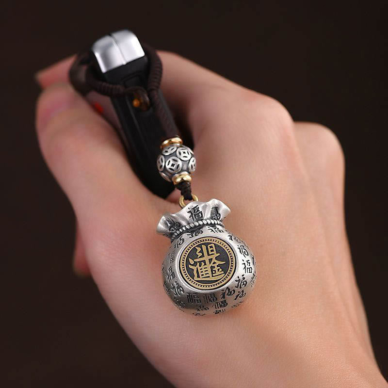 Bolsa de dinero con el personaje Fu de Buddha Stones para ganar dinero todos los días. Llavero de la fortuna.
