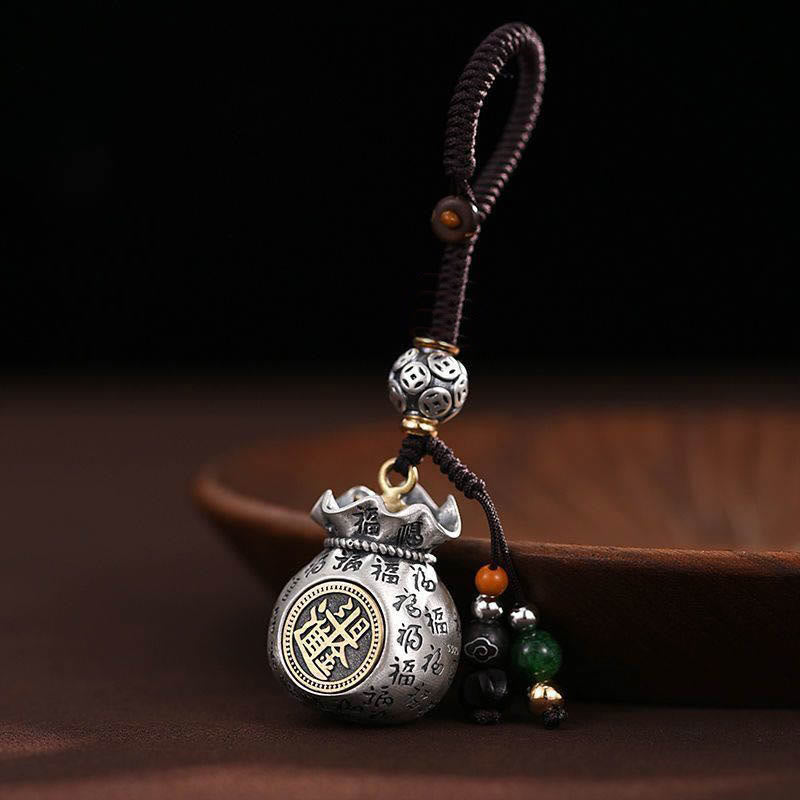 Bolsa de dinero con el personaje Fu de Buddha Stones para ganar dinero todos los días. Llavero de la fortuna.